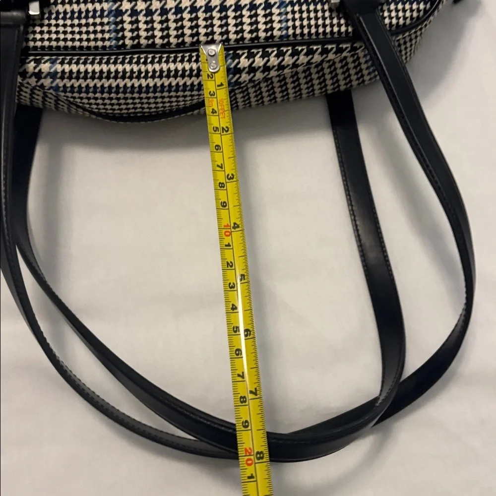 VTG Lauren Ralph Lauren houndstooth bowler bag  black, blue & ecru silver accent - Picture 9 of 14